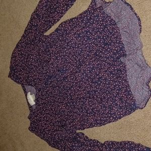 Women's petite small loft anchor long-sleeved button up